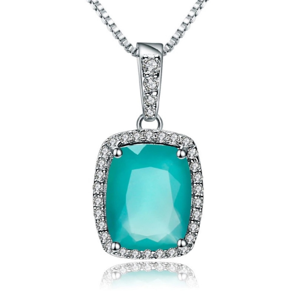 Sterling Silver Natural Agate Necklace with 45cm Box chain.